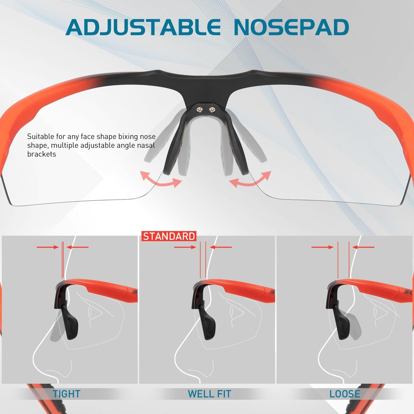SCVCN Photochromic Sport Sunglasses Cycling Clear Glasses Men Women UV400 Protection MTB BMX Fishing Running Riding Golf Driving Bike Softball Baseball 08