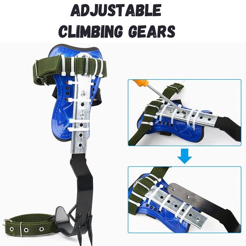 RANLOVE Tree Climbing Spikes Set, 304 Stainless Steel Adjustable Spike with 2 Gears and Non-Slip Pedal, Tool for Climbing Trees and Picking Fruit