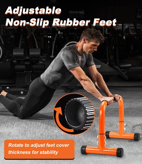 TABEKE Push Up Bar, 12" High Parallettes Bars & Dip Bar With Full-Cover Foam Handles, No Wobbling Calisthenics Equipment For Handstand, L-Sit, Gymnastics, Strength Training Home Gym