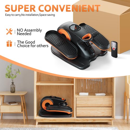 ARTHOOT Under Desk Elliptical Machine, Ellipse Exerciser as Seen on TV for Seniors with Remote Control & 12 Adjustable Speeds, Elliptical Machine for Home (Orange)