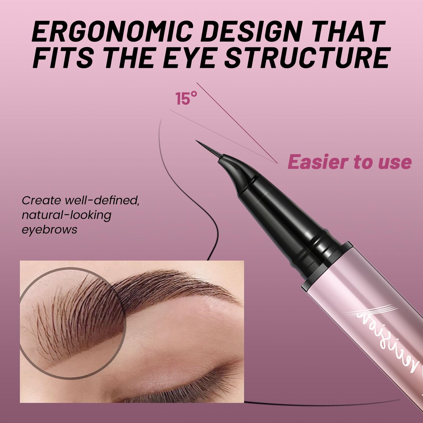 Pudaier Eyebrow Pen, Waterproof Microblading Eyebrow Pencil, 2-in-1 Dual-Ended 4 Tip Eye Brow Makeup Pen for Women with Precise Curved Brush-Tip Create Natural Hair-Like Brows, Last All-Day
