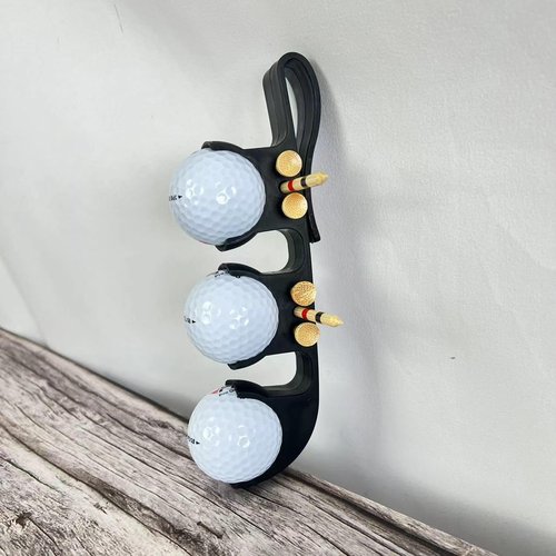MCNULGUR 2 in 1 Golf Ball Tee Holder - Quick Release - Golf Accessory for Club Bag (Black)