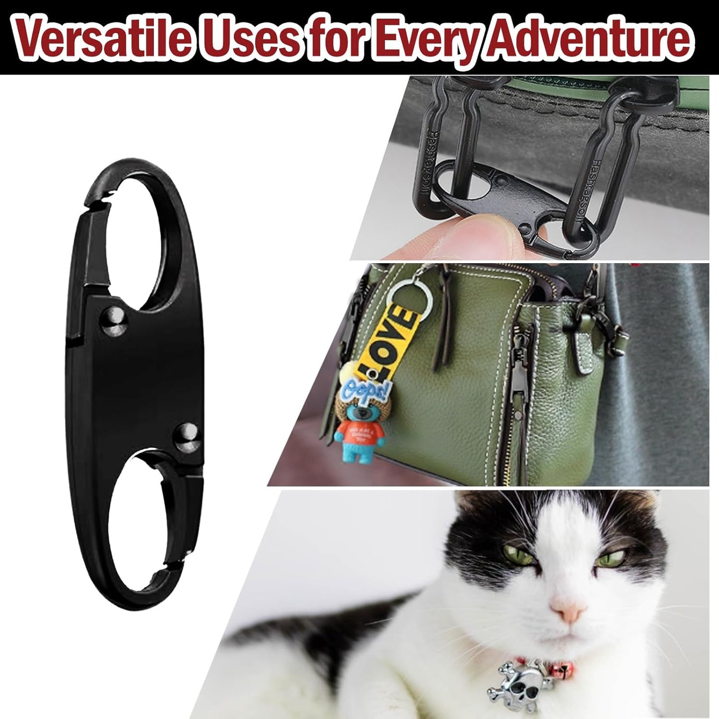 20 Pcs Zipper Clips Anti Theft Double Opening Small S Carabiner Clip Zipper Lock Theft Clasp for Backpack Purse Luggage Suitcase (Black and Sliver)