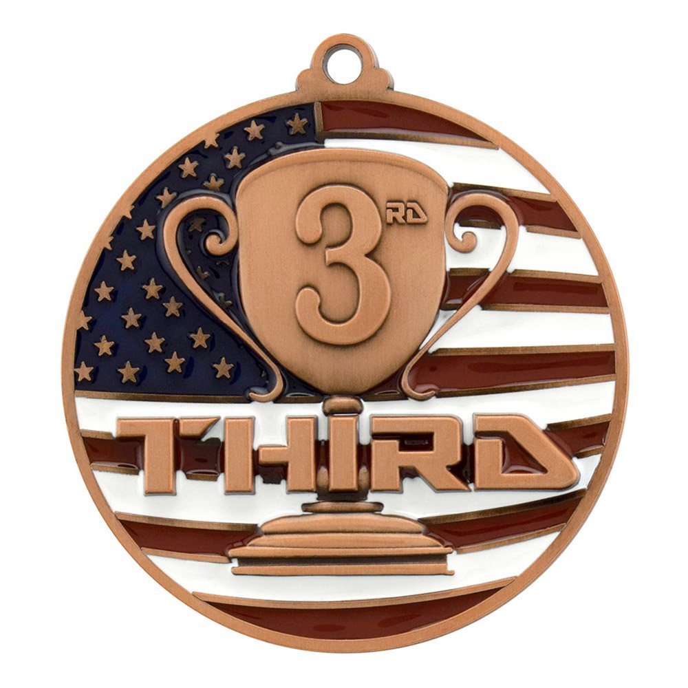 Decade Awards 1st, 2nd, 3rd Place Patriotic Medal - 2.75 Inch Wide Podium Medallion with Stars and Stripes American Flag V Neck Ribbon …