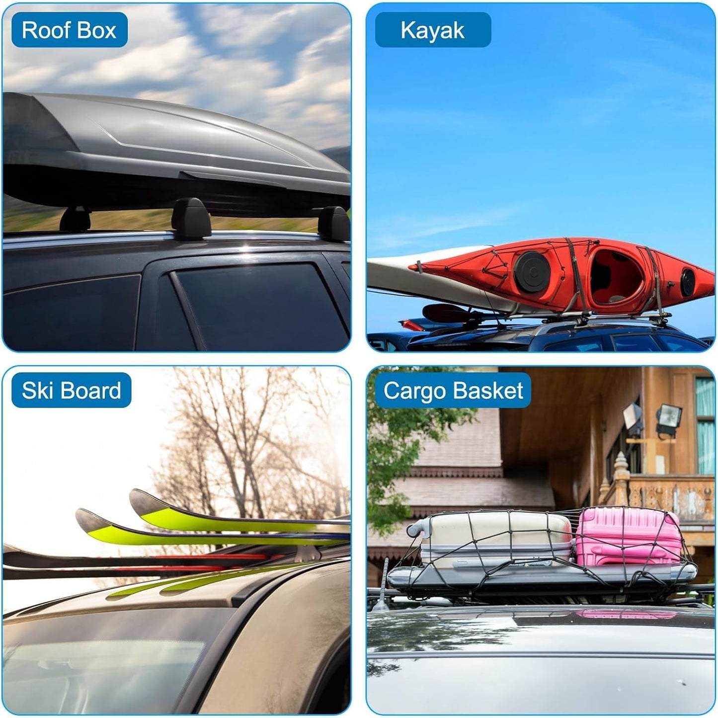 43inch Universal Car Roof Rack, Anti-Theft Lock, Aluminum Rack Cross Bars, Adjustable Window Frame for Bike Kayak Cargo Luggage, 42.91-44.88 inch Distance Between Rain Grooves, 165LBS Load