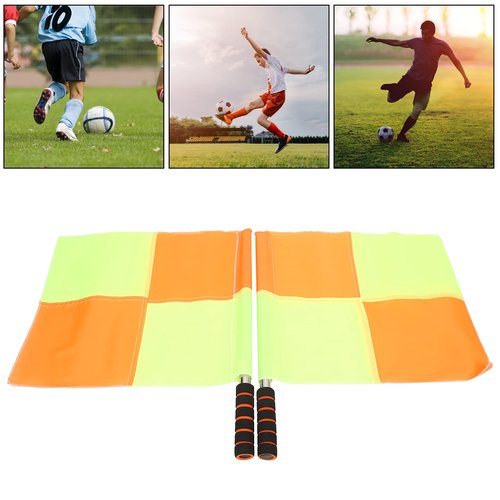 Non SLIP Sponge Handle Soccer Referee Flag Set with Bag - Essential Sports Match Tools for Football Linesmen