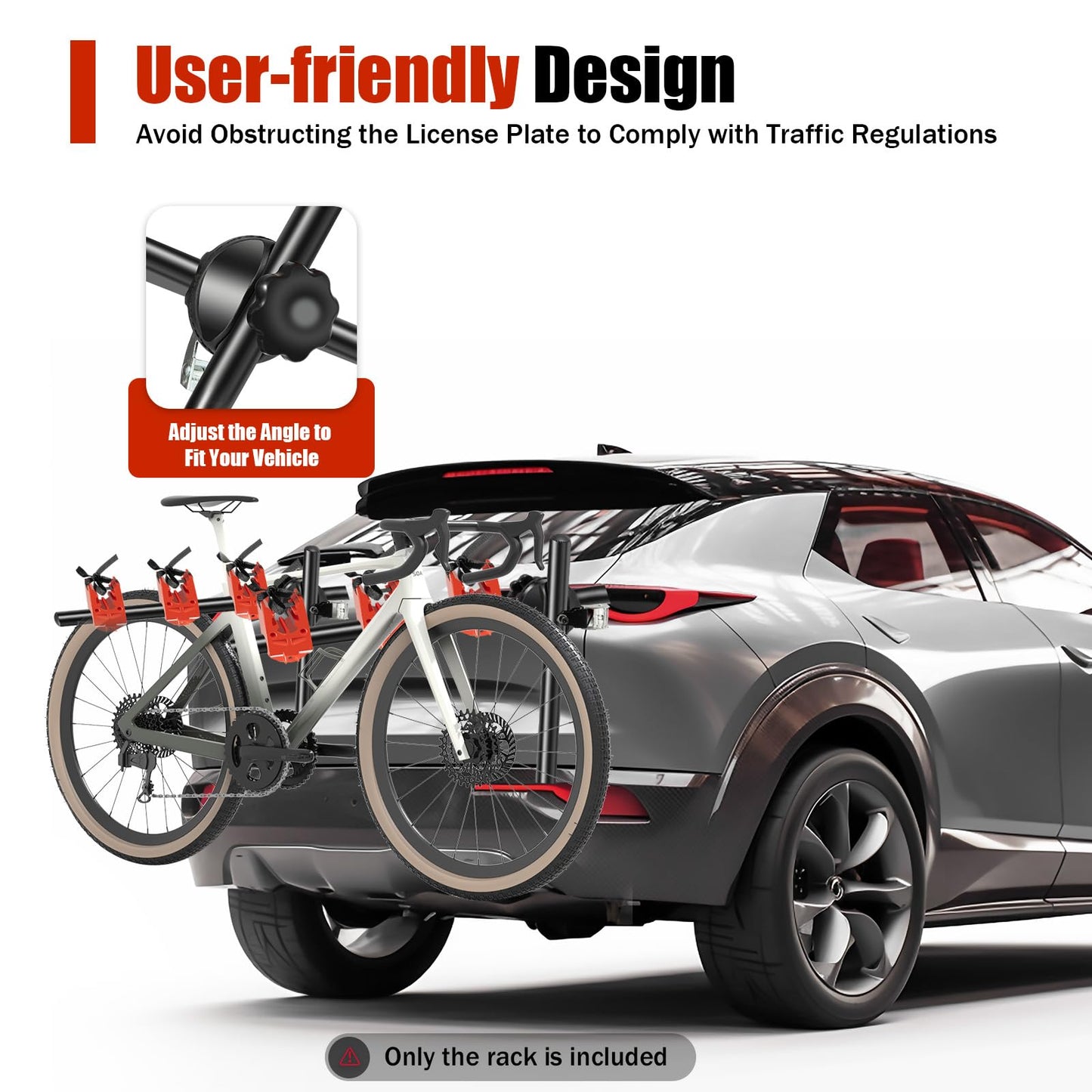 IOUSSJC Car Trunk Bicycle Rack Carrier, Steel 3-Bike Rack Trunk Mount, Bike Rack for Car Fits Most Hatchbacks, Sedans, SUV and Vans, Anti-Sway Straps, Foldable Design