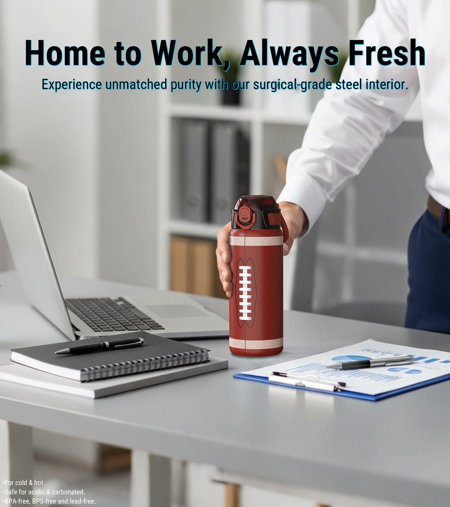 MYFOREST Insulated Sports Water Bottle, Odor-free Liner & Triple Insulated