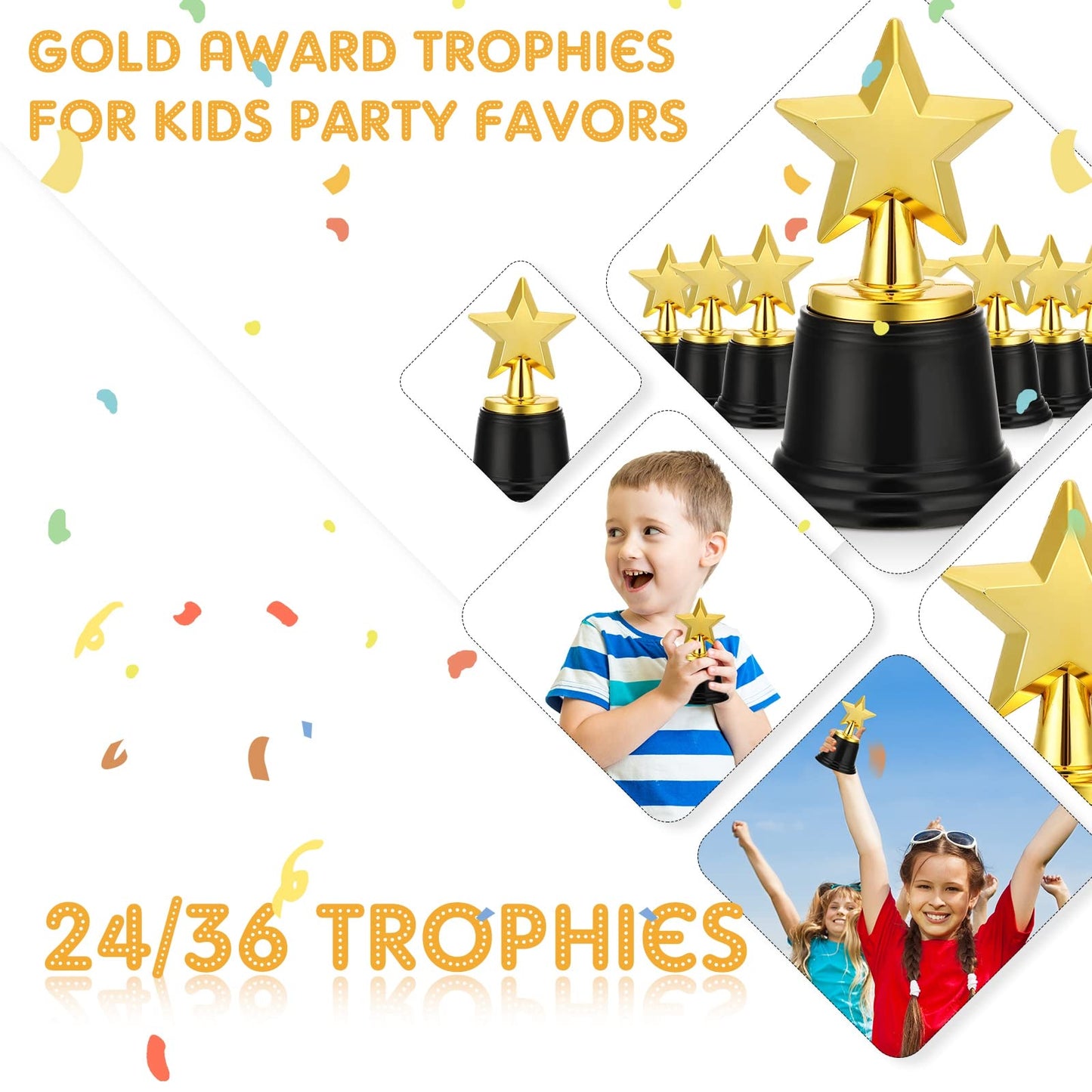 Jerify 36 Pcs Mini Star Trophy Awards Bulk 4.7 Inch Gold Trophy Awards Plastic Cup for Party Favors Soccer Football Winning Prize Competitions Carnival Rewards