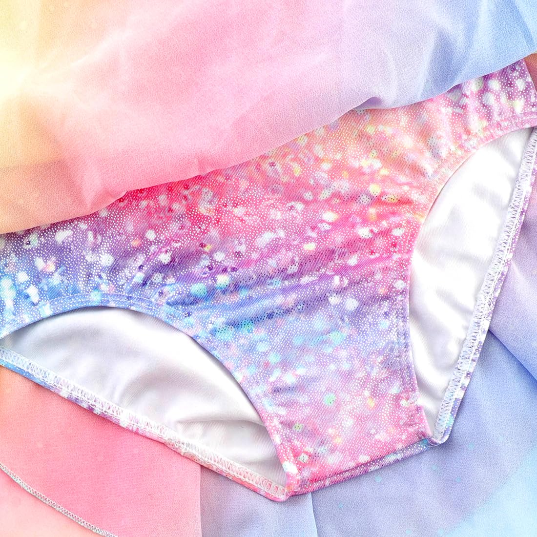 Belovance Gymnastics Leotards for Girls Athletic Dance Wear 4 5 Girls Dance Leotard Sparkle Rainbow Stripe Biketard (Rainbow Galaxy, 4-5 Years)
