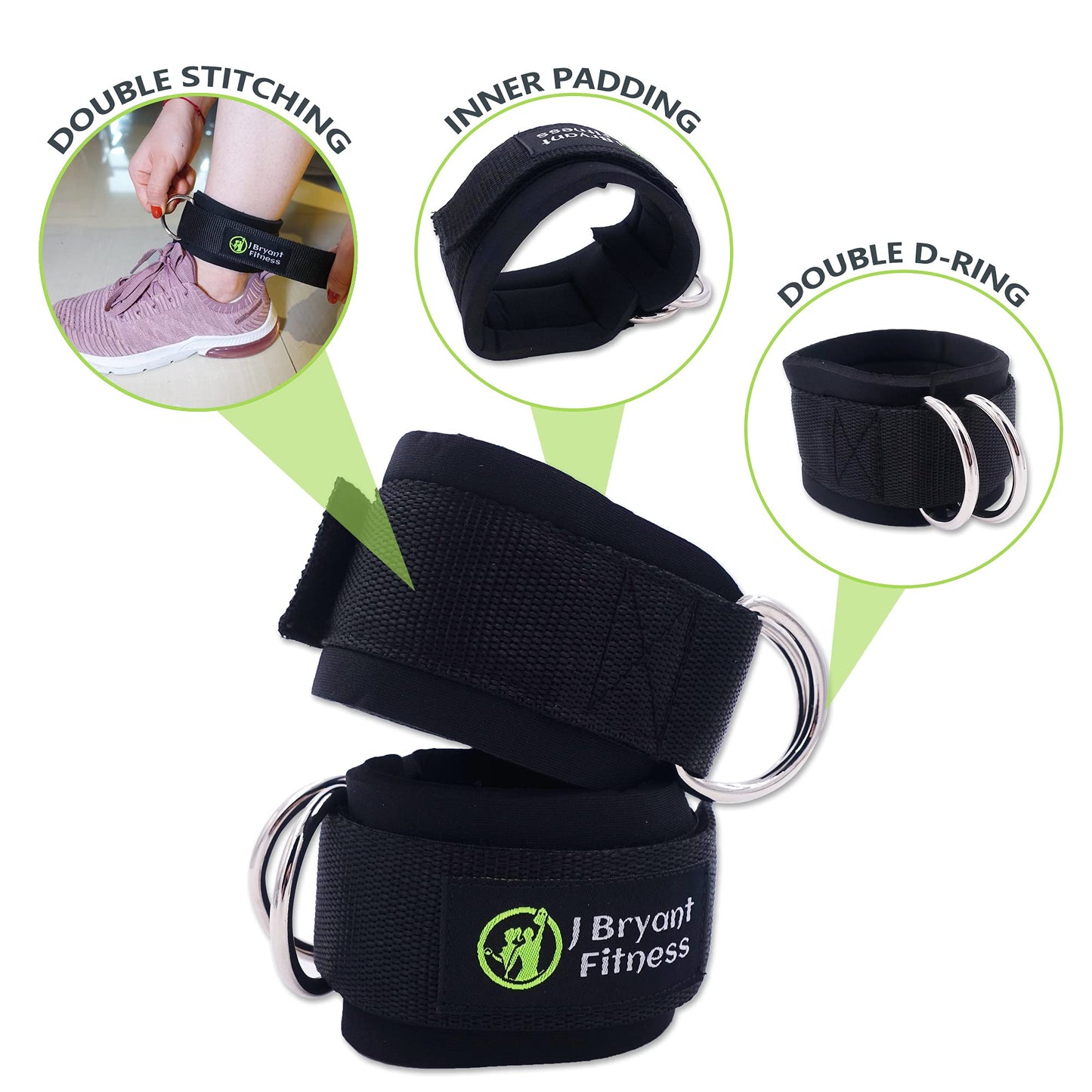 J Bryant Barbell Pad Set with 2 Ankle Straps for Cable Machines, Hip Resistance Band, Weight Lifting Straps, Thick Cushion Hip-Thrusts Pad with Carry Bag for Squats Bench Press Workout