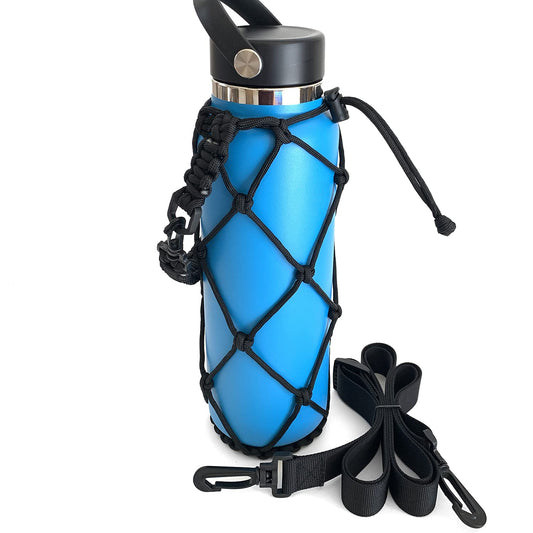 Gearproz HydroNet Carry Bag with Handle and Shoulder Strap for Hydro Flask, Takeya and Universal Water Bottles, Compatible with Wide Mouth Bottles (40 oz, Black)