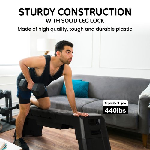 HolaHatha Multifunctional Home Exercise Workout Weight Bench, Adjustable Height, Backrest Positions, and Storage, Black