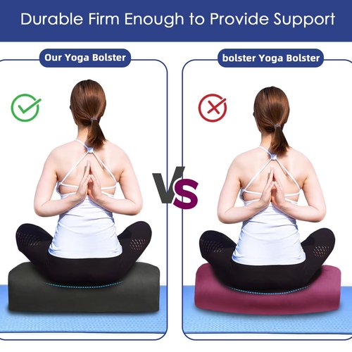 Yoga Bolster (26x10.5x5.5 in) Supportive Cushion for Restorative Yoga Accessories Rectangular Bolster for Stretching & Meditation - 100% Organic Cotton, Removable Washable Cover - Navy Blue
