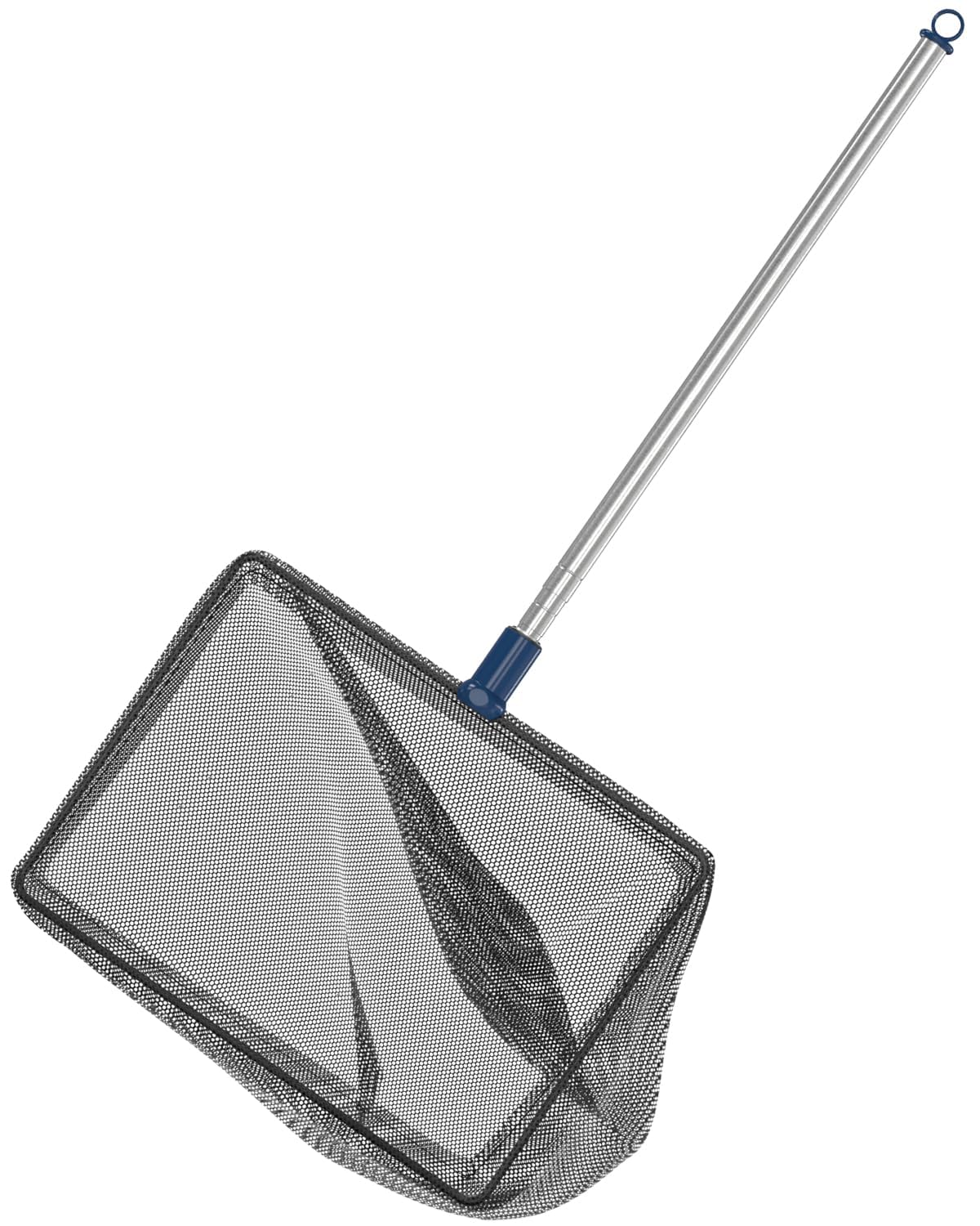 Pawfly Aquarium Fish Net with Telescopic Stainless Steel Handle 8 Inch Large Square Net with Soft Fine Mesh Sludge Food Residue Wastes Skimming Cleaning Net for Fish Tanks Small Koi Ponds and Pools