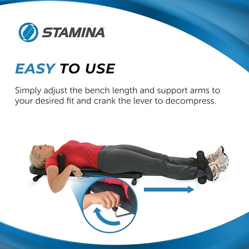 Stamina InLine Back Stretch Bench Upper and Lower Back Stretcher - No Inversion Decompression Fitness Equipment - Up to 250 lbs Weight Capacity