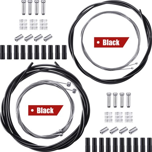 Boao Universal Bicycle Transmission Line Bicycle Shift Derailleur Cable and Brake Cable Kit for Mountain Road Bike Repair(Black)