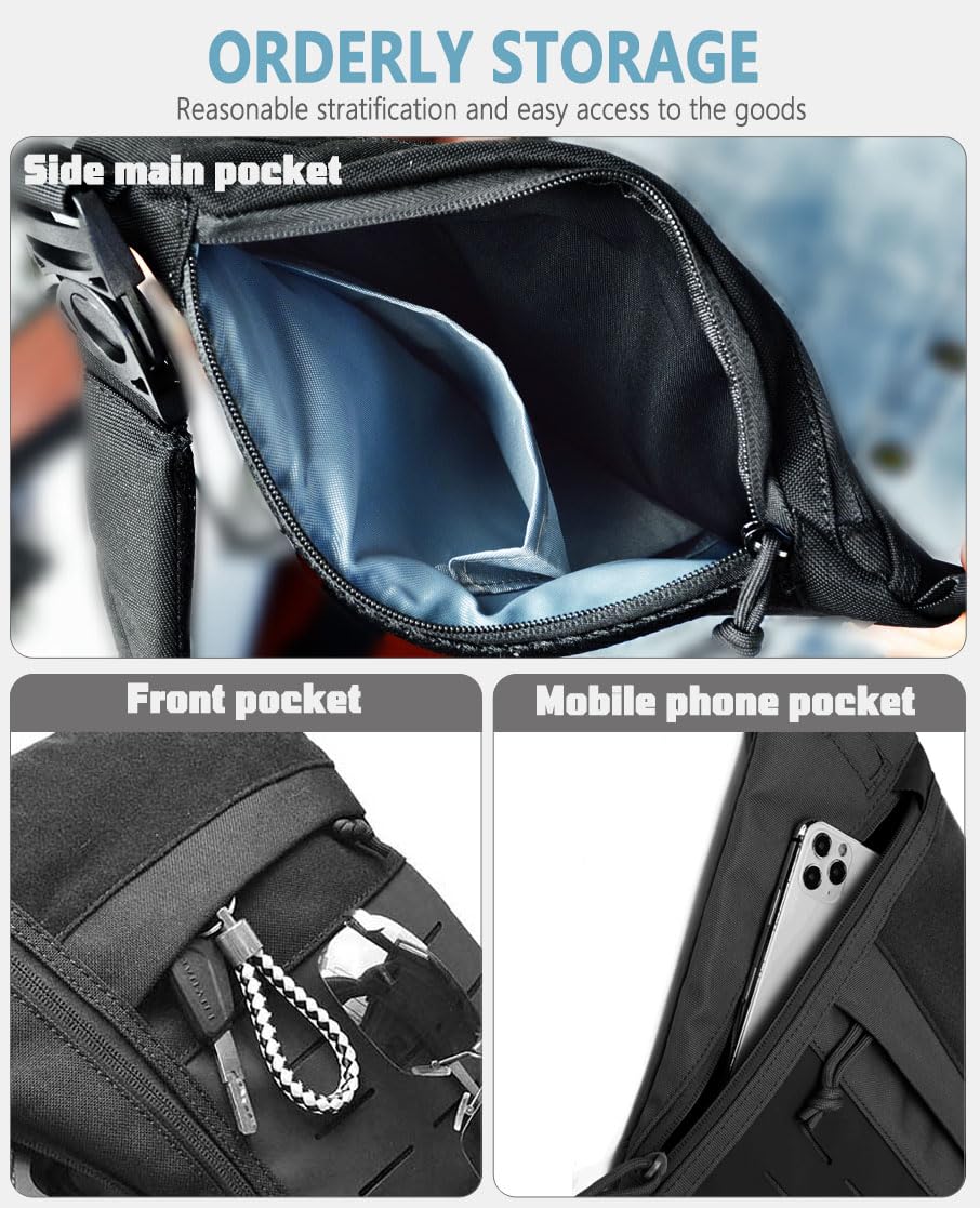 WCALULEG Tactical Sling Bag for Men Women Crossbody Anti-Theft CCW Sling Bag EDC Carry (Black)