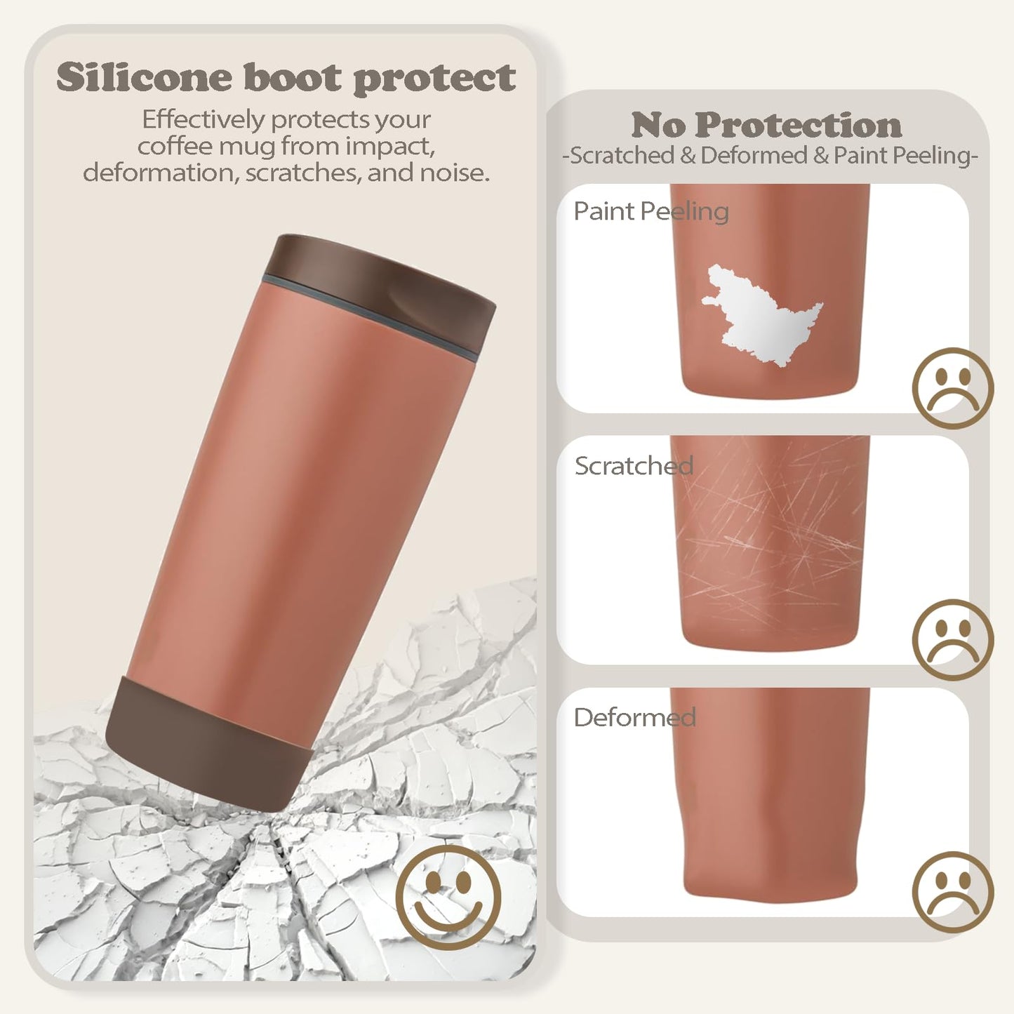 Kaitiaki 2Pcs Silicone Boot for Owala SmoothSip Slider Coffee Tumbler 20oz 12oz, Anti-Slip Sleeve for Travel Coffee Mug, Protective Accessories for Owala BPA Free (Cozy Cocoa)