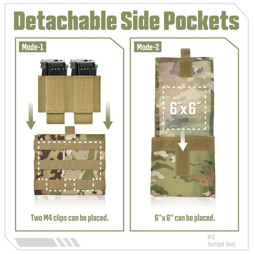 GFIRE Tactical Vest Quick Release Lightweight Vest Adjustable Breathable Weighted Vest for Training, Camouflage, Mens