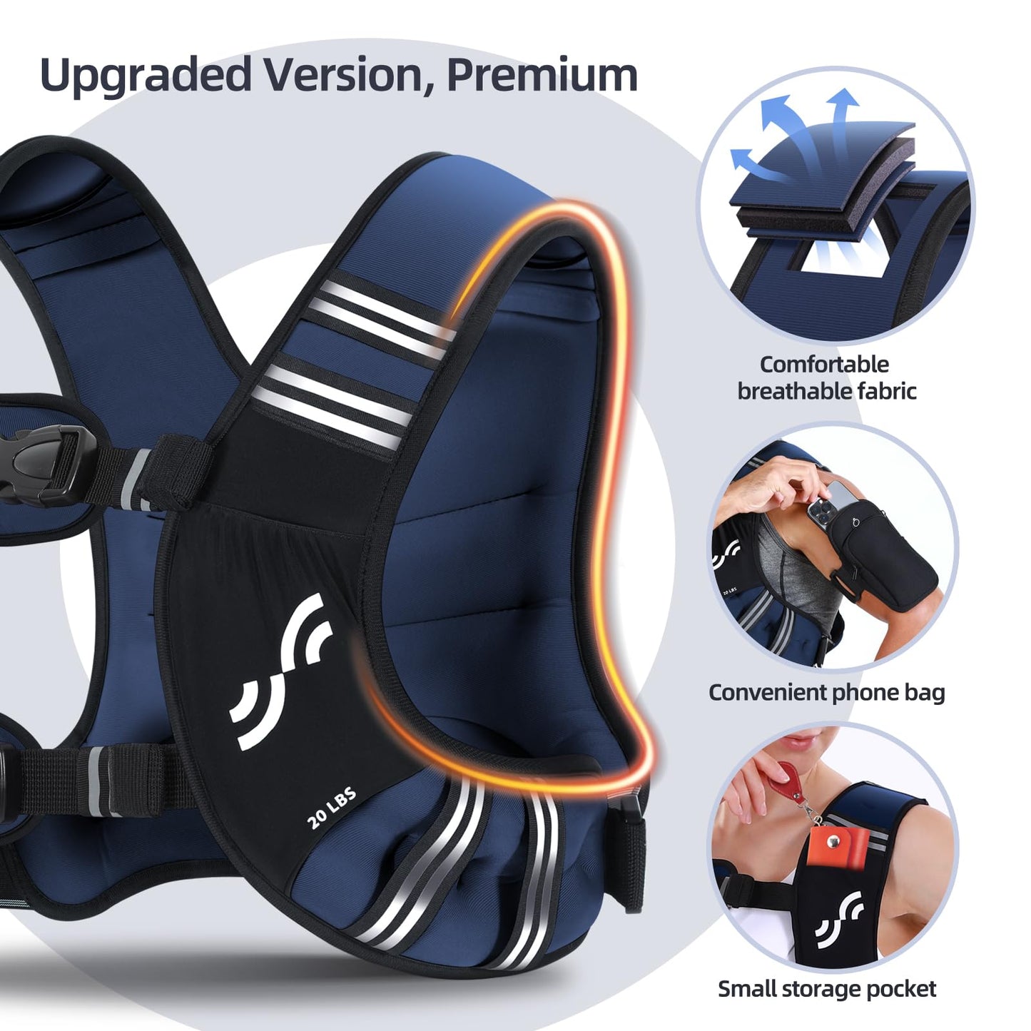 Sportneer Weighted Vest for Women 20lb Walking Weight Vest with Phone Bag
