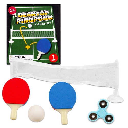 Desktop Ping Pong Set - Bundle with Gag Gift Mini Table Tennis Game with Net, Paddles, and Ball for Desk, Table Plus Fidget Spinner | Mini Tabletop Games for Kids, Adults