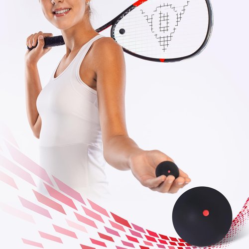 Flylin Single Dot Squash Ball, Squash Balls High Bounce for Competition Training, 37mm Beginner Sports Squash Ball Pack of 3 (Single Red Dot)