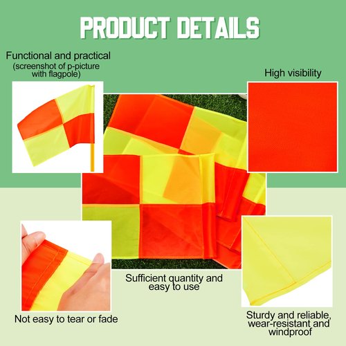 Juexica 4 Pcs Replacement Soccer Corner Flags Referee Flags Portable Big Square Playing Field Corner Banner for Soccer Football Track Volleyball Training Match Accessories (Red, Yellow)