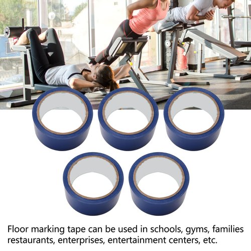 RiToEasysports 5Pcs Floor Marking Tape,Ultra Adhesive Tape Yellow Tape for Marking Line Competition Field Gymnasium Basketball Volleyball Tennis Court (Blue)