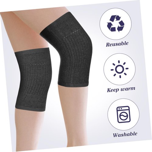 EXQUIMEUBLE 1Pair Warm Cashmere Kneelet for Winter Comfortable Kneecap Support for Women Elders Dark Grey Enhances for Outdoor Activities Joint Relief Durable Material