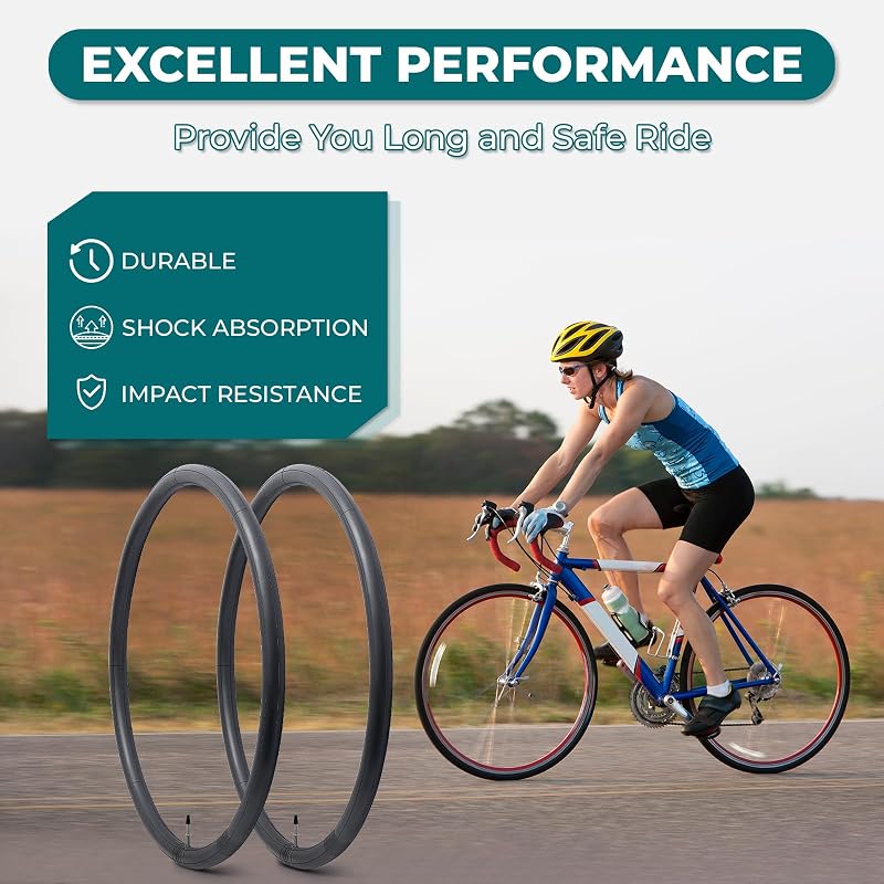 700C Bike Tubes 700x35C-43C with 48mm Presta Valve, 2 Pack Premium Butyl for Mountain, Cruiser, City & Road Bikes