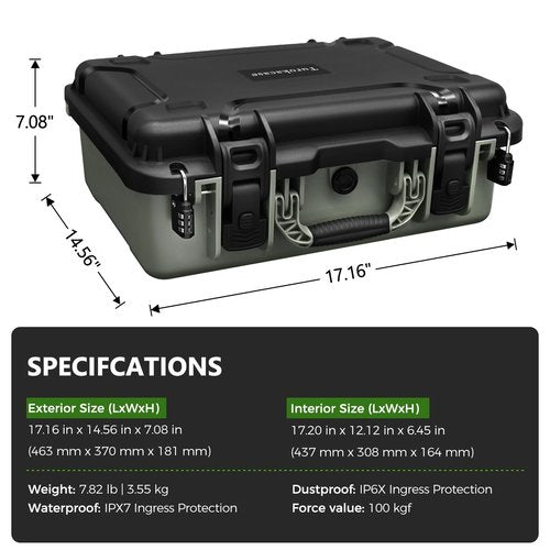 Turokacase Pistol Gun Case for Multiple Handguns ??TSA Approved Travel Pistol Case with 2 TSA Locks, Pre-cut Heavy Duty Waterproof Hard Shell Gun Case with Silica Gel Canister