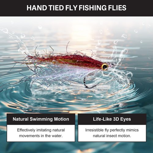 Goture Fly Fishing Flies Kit, Baitfish Streamer, Wounded Minnow, Crazy Charlie Bonefish Fly Fishing Lures for Trout Bass Steelhead Salmon, Gifts for Men