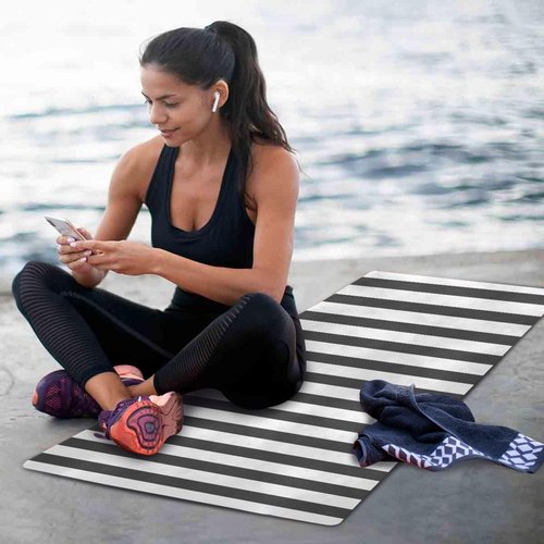 FLildon Black White Stripes Yoga Mat Thick Non Slip Yoga Mat Workout Mat for Men Women, Exercise & Exercise Mat for Home Gym, Yoga, Pilates, Stretching, and Floor