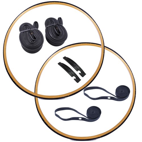 Generic 27x1-1/4 Gumwall Vintage Road Bike Tire Tube and Rim Strip Replacement Kit with Tire Levers