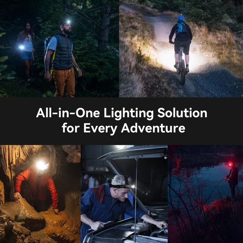 sofirn Rechargeable Headlamp with Red Light Mode 2-Way Clip HS42-2100 Lumen Head Lamp Super Bright LED -Type-C Charging Port- IP66 Waterproof - Hiking&Outdoor Camping&Car Repair