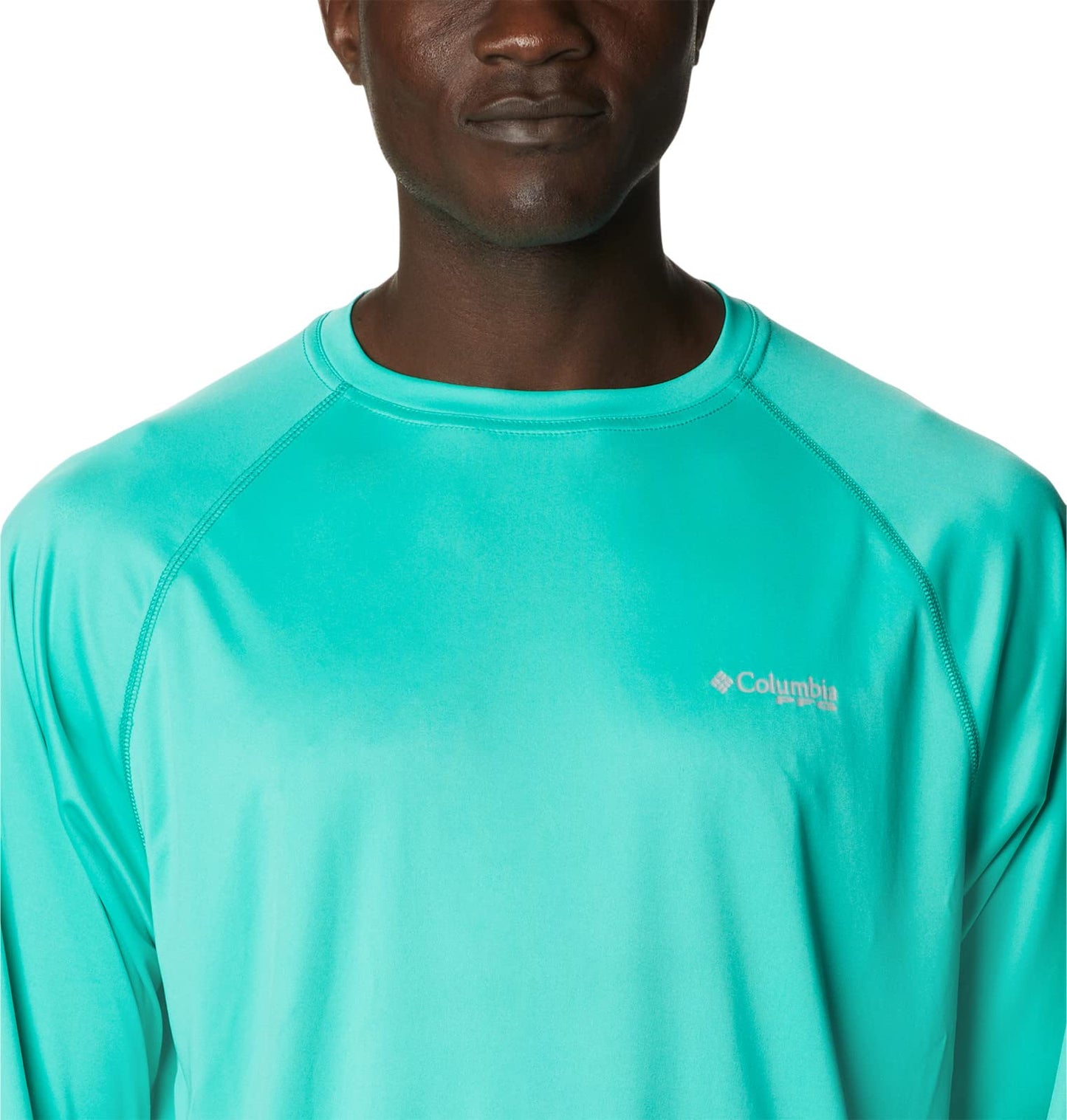 Columbia Men's Terminal Tackle Long Sleeve Shirt, Electric Turquoise/Cool Grey Logo, XX-Large