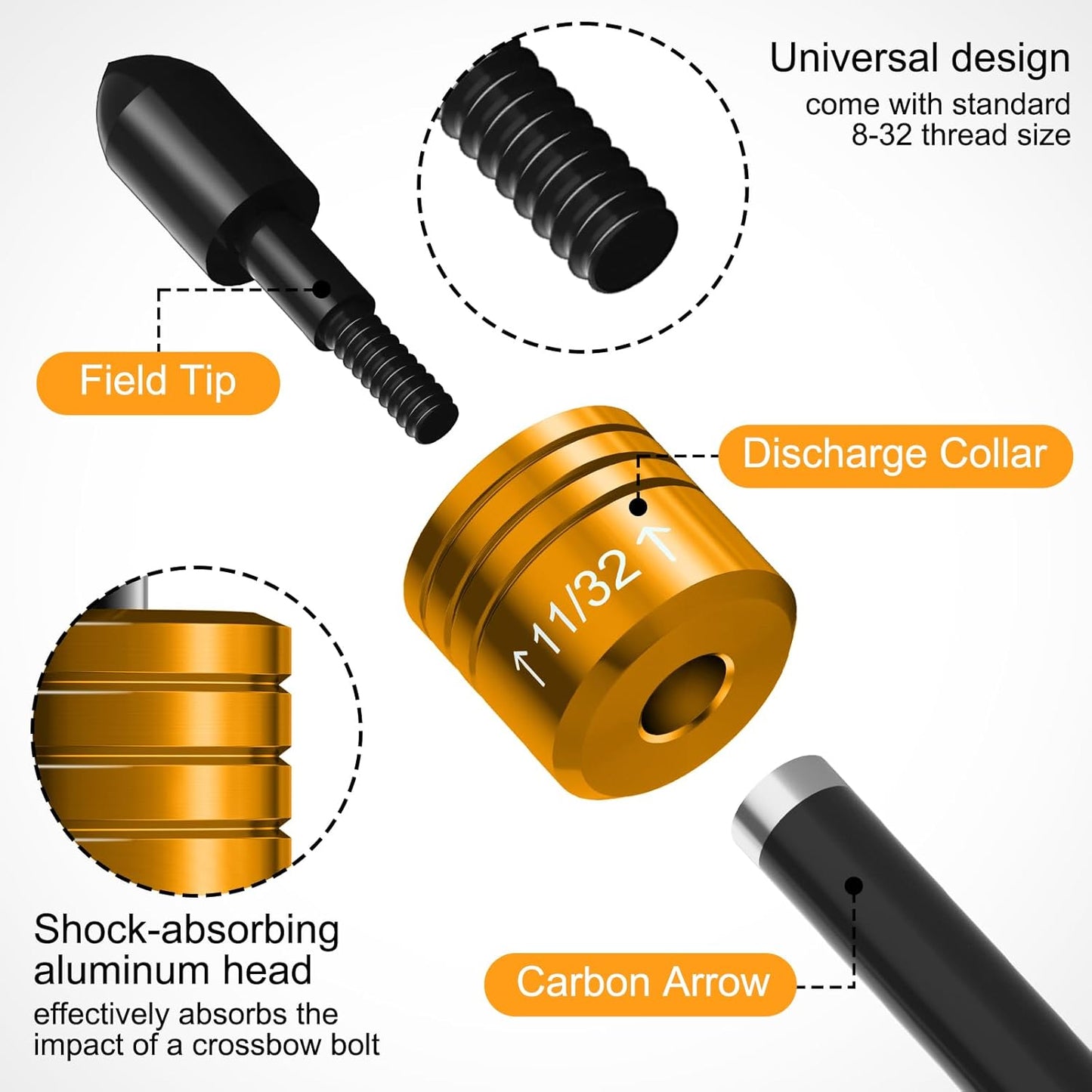 2PCS Crossbow Decocking Bolts - Universal Fit Hunting Crossbow Accessories & Bolt Release Tips for Recurve & Compound Bows