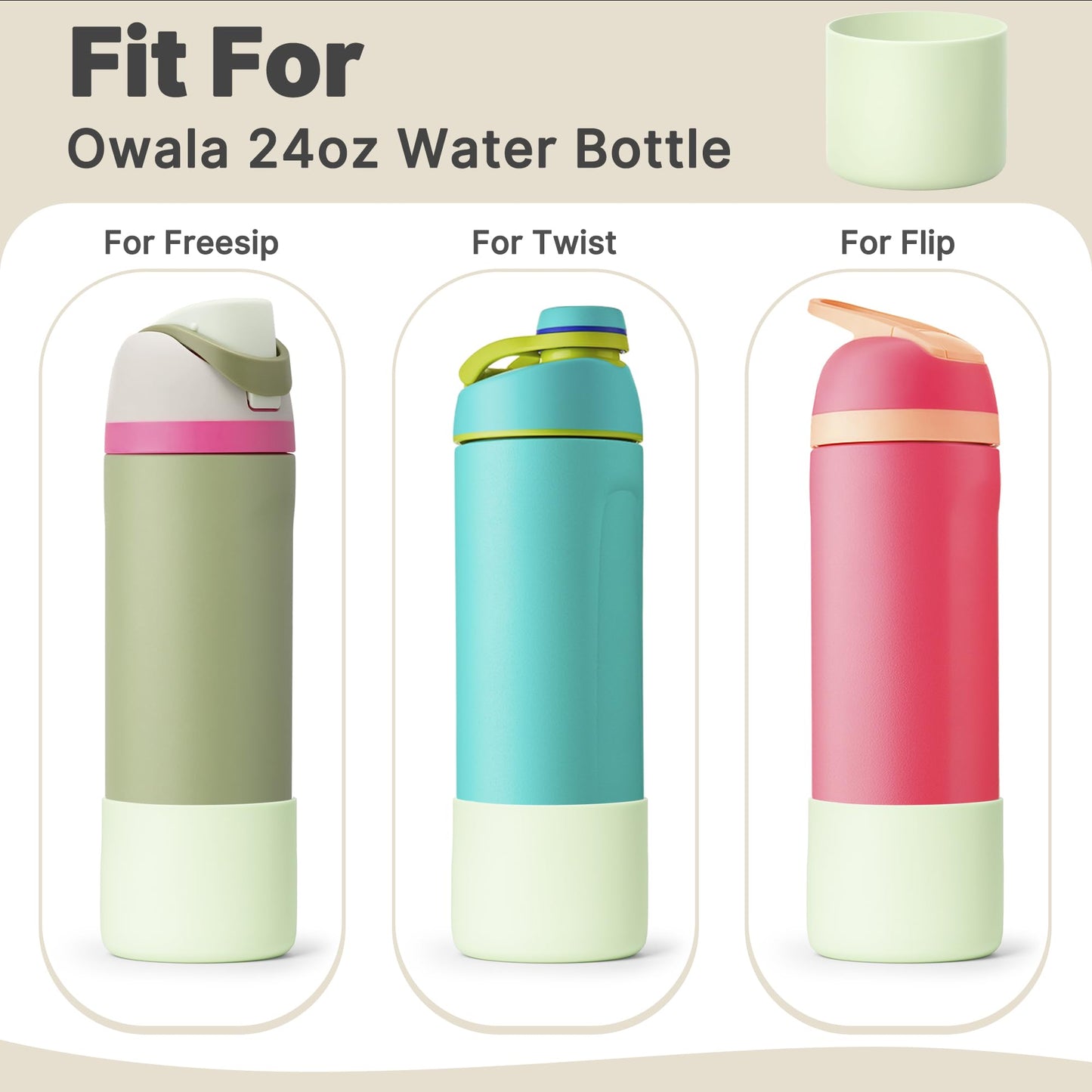Lpaacat Silicone Boot for Owala 24 oz Water Bottle, Anti-Slip Protective Sleeve Bottom Cover for Owala Twist/FreeSip/Flip Stainless Steel Water Bottle (Mint)
