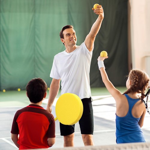 Silipull 6 Pcs Foam Paddles Paddleball Racket Set Equipment for Kids Elementary School Racquetball Badminton Paddles Backyard Beach Park Activities Agility Training 6 Colors,12"