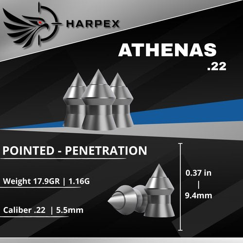 Athenas Airgun Pellets .22 Caliber 17.9gr(1.16g) Pointed - 200ct