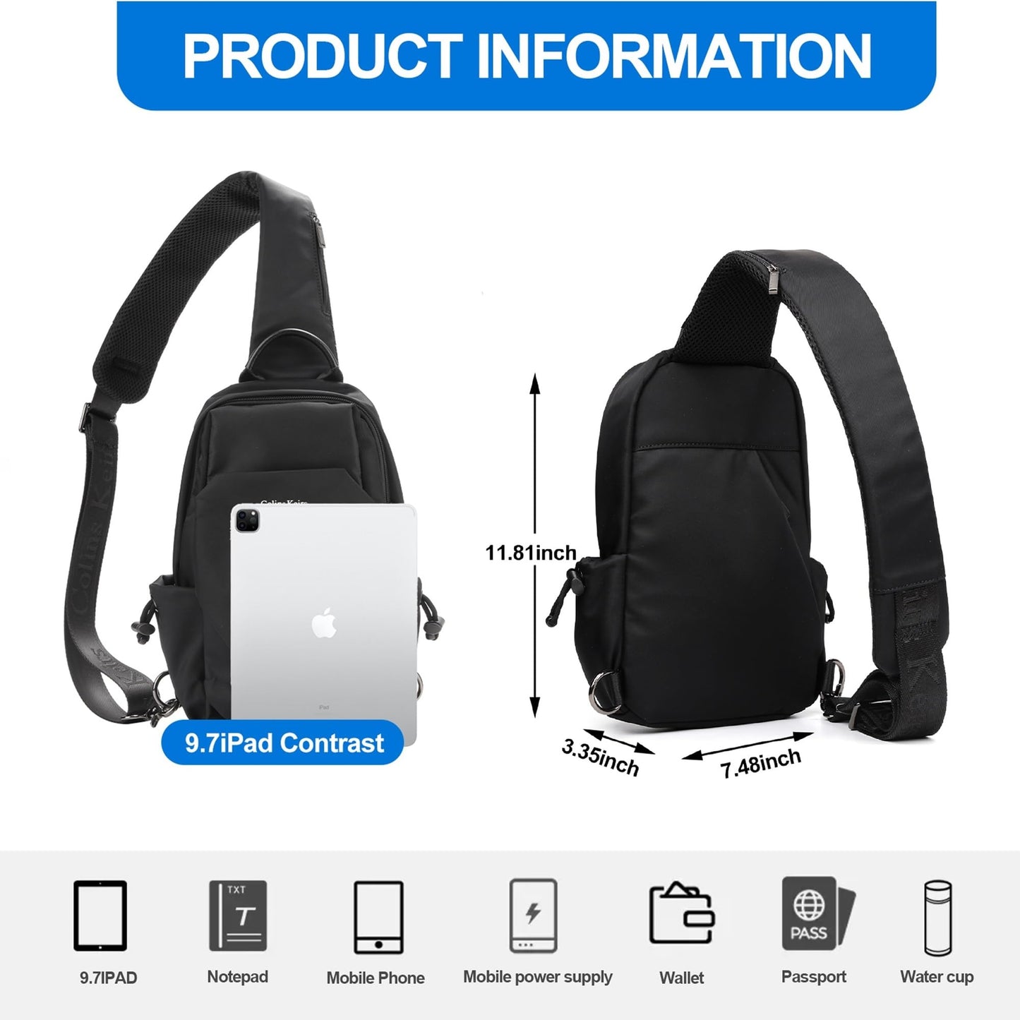 Colins Keirs Small Crossbody Sling Bag for Men and Women, Lightweight Fashion Backpack Handbags, Durable Shoulder Bags, Versatile Travel & Everyday Carry Bag