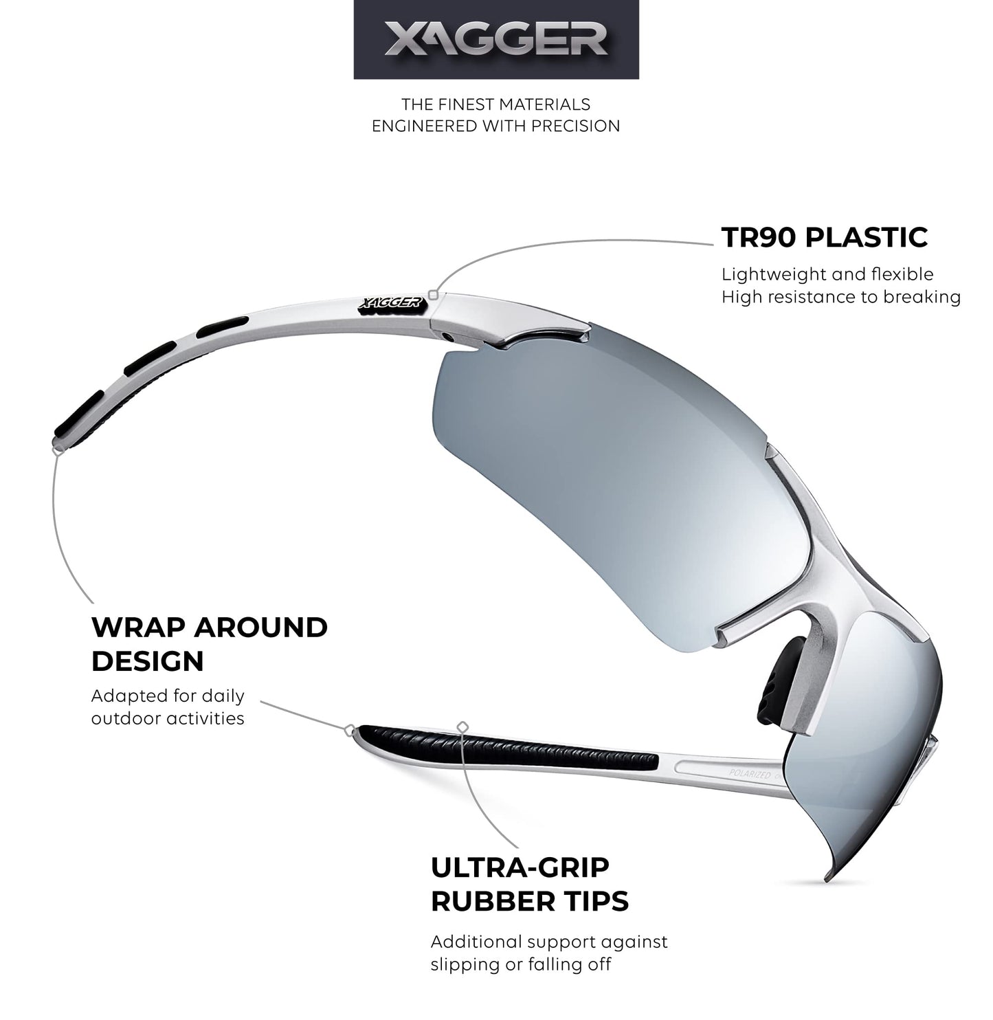 Xagger Polarized Sports Sunglasses for Men Women Wrap Around UV400 Running Baseball Softball Cycling Golf Hiking Fishing Driving Glasses