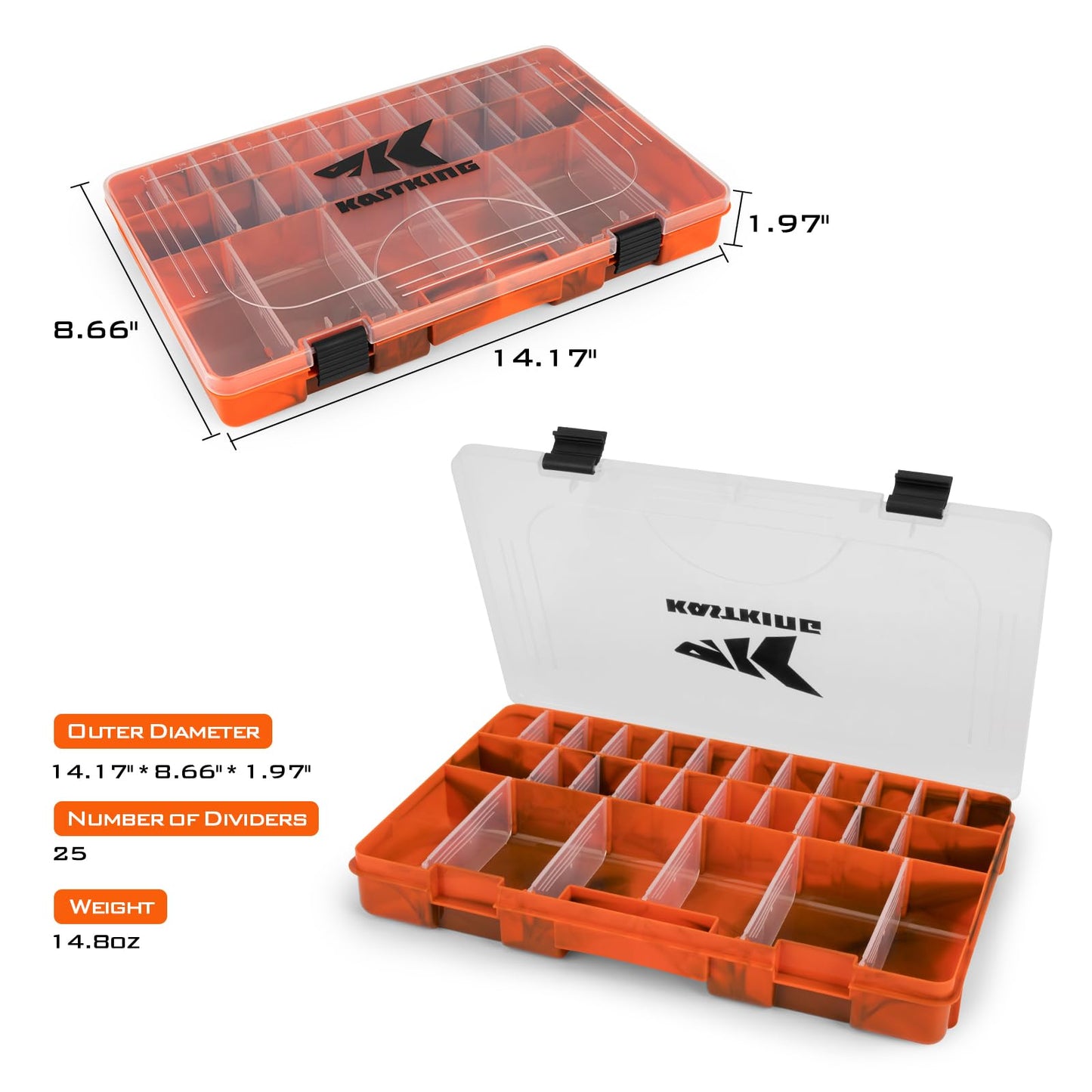 KastKing Bait Vault Camouflage Tackle Box, Plastic Fishing Tackle Box Storage Organizer with Removable Dividers, 4 Packs Tackle Trays Terminal Tackle Storage, Right Angle Lure Boxes