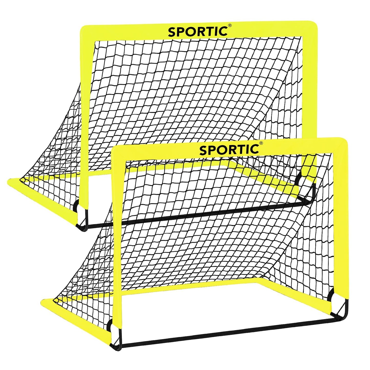 2 Pack 4' x 3' Soccer Goal Net Set, Pop Up Kids Practice Soccer Goals for Indoor and Outdoor.Portable Soccer Net with Carrying Bag & Ground Pegs, Perfect for Backyard, Field, Court (Yellow)