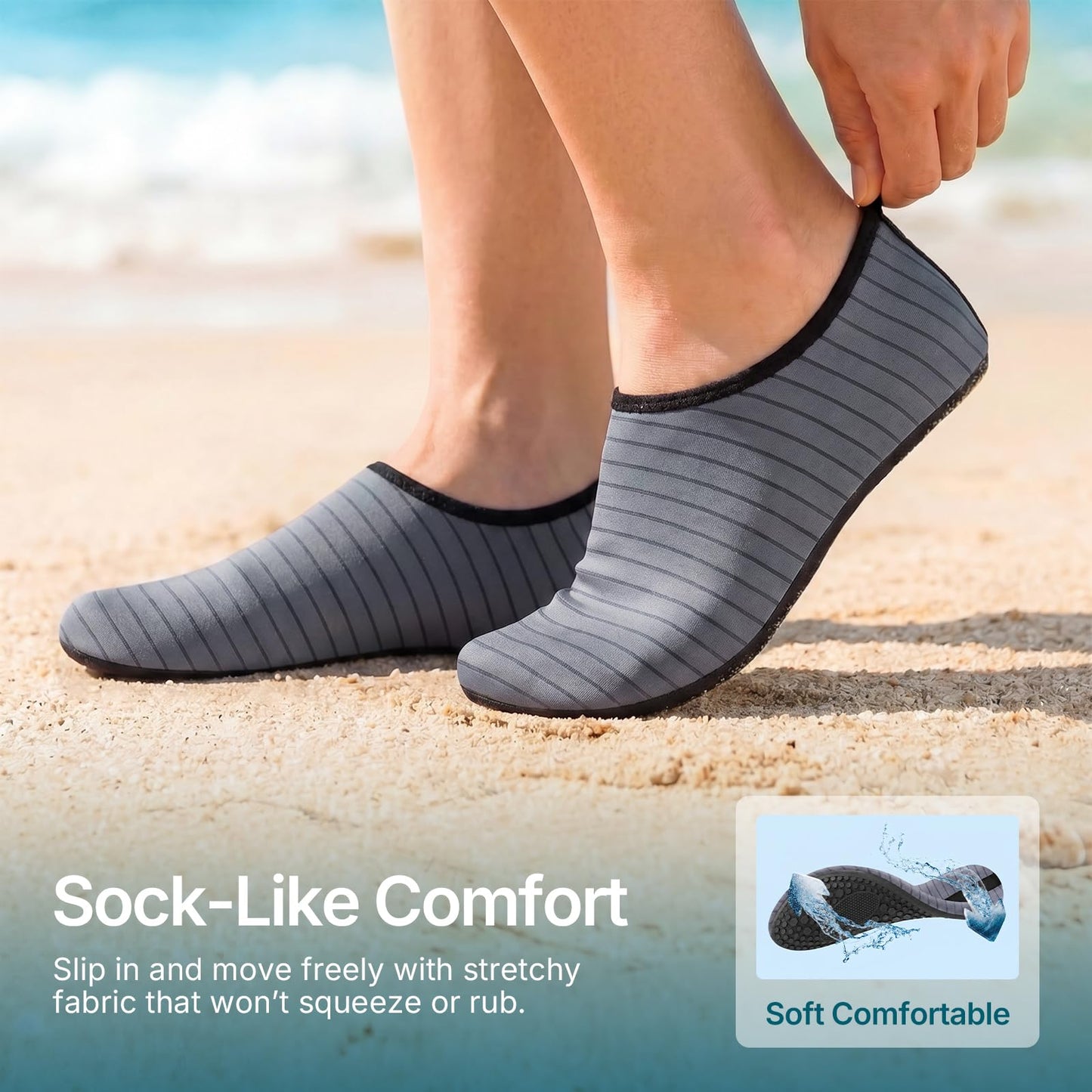 Water Shoes for Women Men Quick-Dry Aqua Socks Swim Beach Barefoot Yoga Exercise Wear Sport Accessories Pool Camping Must Haves Adult Youth Size 8.5-9.5Women/7.5-8.5Men
