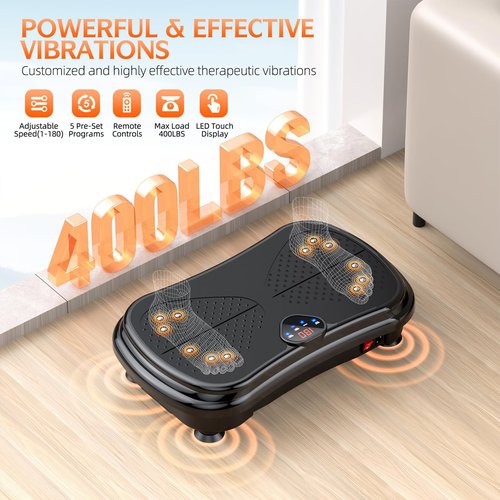 PUREROYI Vibration Plate Exercise Machine Weight Loss, Full Body Vibration Plate for Lymphatic Drainage, 180 Adjustable Speeds Vibrating Plate 400 Lbs Capacity Fitness Platform for Women Men