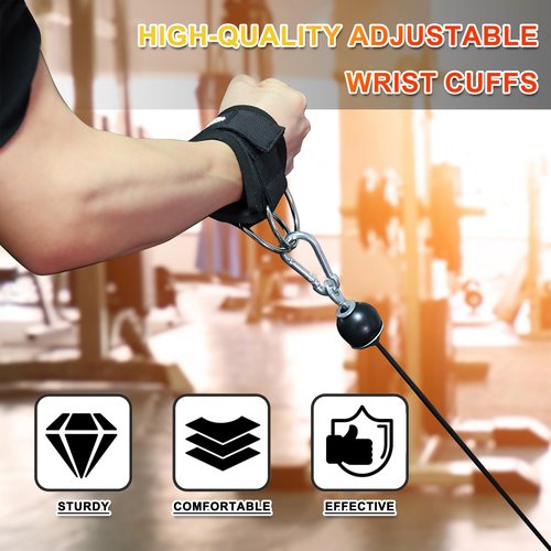 Wrist Cuffs with Dual D-Rings – Secure & Comfortable Support for Cable Machine Workouts, Lateral Raises, Arm Strength Training, and Triceps Exercises