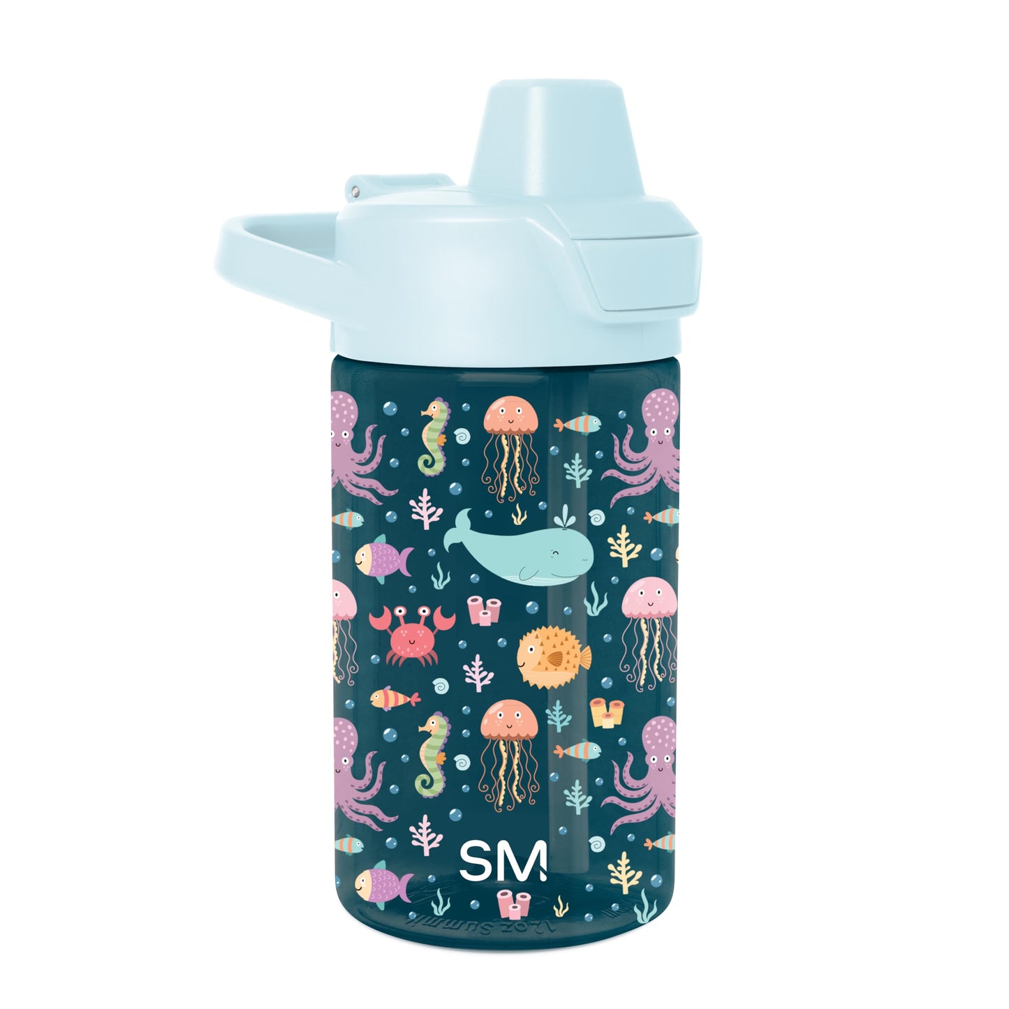 Simple Modern Kids Tritan Plastic Summit Water Bottle | 12 oz BPA-Free Cup with Covered Leak Proof Straw Lid for Girls, Boys, Toddlers | Under the Sea