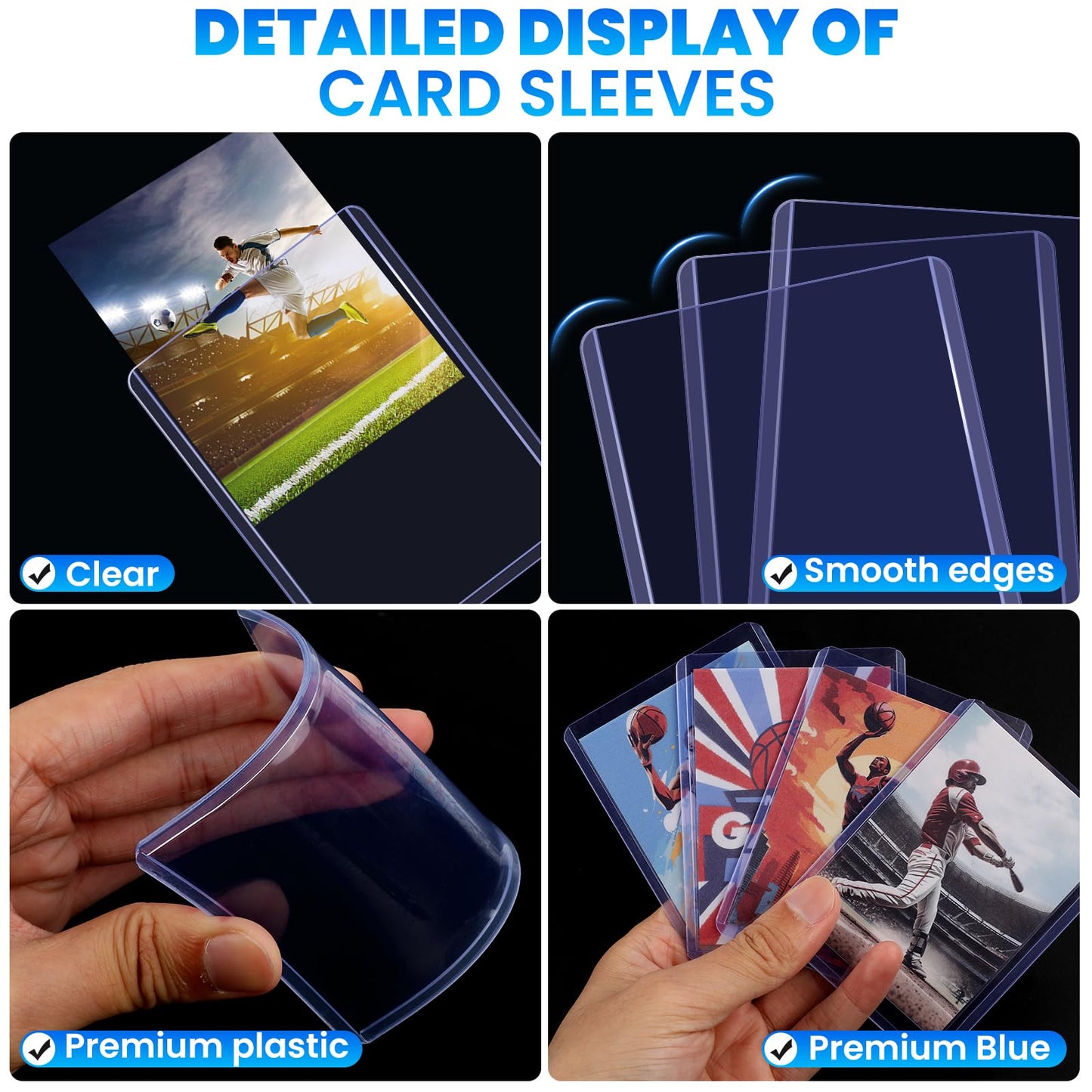 150 Card Sleeves Top Loaders for Cards, 3" x 4" Hard Plastic Toploaders, Baseball Card Protectors, Trading Card Holder for Football Sports Cards (50 Toploaders + 100 Penny Sleeves)